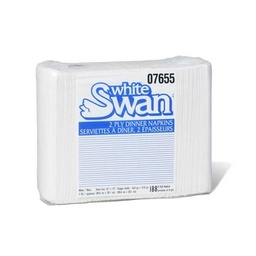 [7514531] White Swan | Serviettes à dîner en papier blanc 2 plis embossée pliée - paquet 188